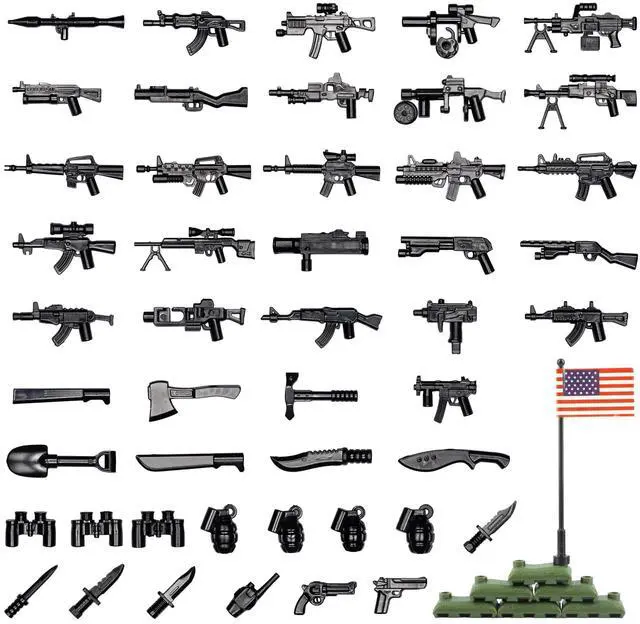 Main image of 54 Pcs Military U.S. Weapons Pack - U.S.-Vietnam War Toy Set - Compatible with Major Brands, 3 Years and Up