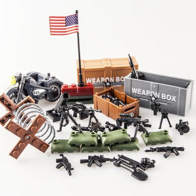 Alt view image 6 of 7 - 54 Pcs Military U.S. Weapons Pack - U.S.-Vietnam War Toy Set - Compatible with Major Brands, 3 Years and Up
