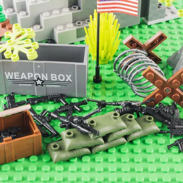 Alt view image 7 of 7 - 54 Pcs Military U.S. Weapons Pack - U.S.-Vietnam War Toy Set - Compatible with Major Brands, 3 Years and Up