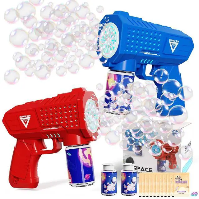 Main image of Bubble Gun 2 Pack with LED,Automatic Bubble Machine for Kids,Outdoor Toys Bubbles for Kids Boys and Girls 3-8 Years Old,Easter,Birthday,Party,New Year