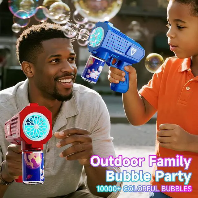 Alt view image 3 of 7 - Bubble Gun 2 Pack with LED,Automatic Bubble Machine for Kids,Outdoor Toys Bubbles for Kids Boys and Girls 3-8 Years Old,Easter,Birthday,Party,New Year