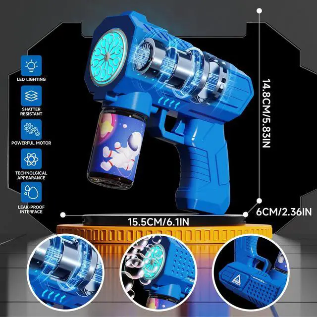 Alt view image 4 of 7 - Bubble Gun 2 Pack with LED,Automatic Bubble Machine for Kids,Outdoor Toys Bubbles for Kids Boys and Girls 3-8 Years Old,Easter,Birthday,Party,New Year