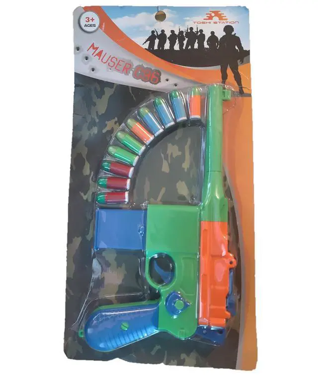 Alt view image 4 of 5 - Broomhandle Toy Gun Soft Bullet Blaster Pistol 7-Round Removable Magazine, Fun Slide Action, 10 Soft Bullets, Kids Roleplay Ages 6+