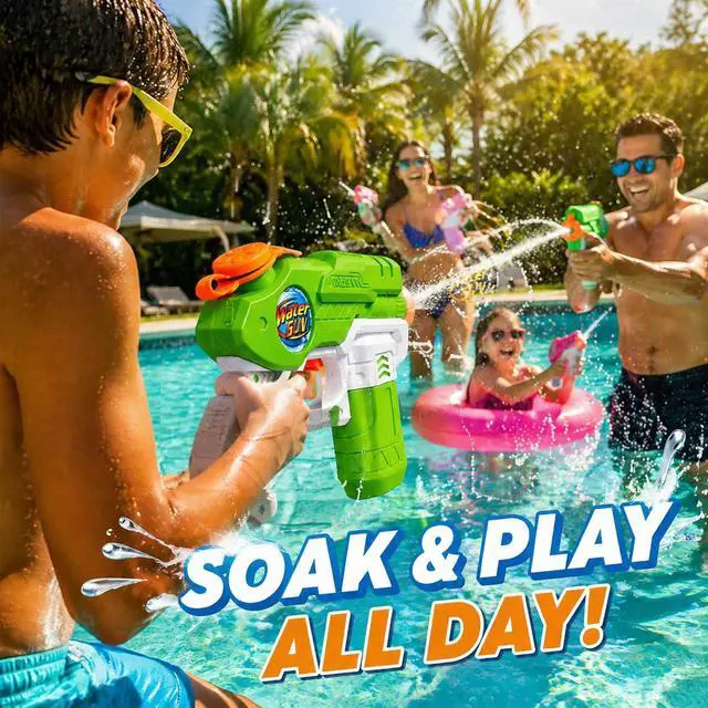 Alt view image 7 of 7 - Water Guns for Kids and Adults, 4 Pack Super Squirt Blaster 220cc High Capacity Soaker Long Range Outdoor Summer Beach Pool Backyard Water Toys