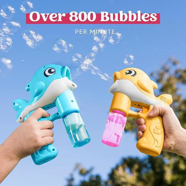 Alt view image 2 of 7 - 2 Bubble Guns, Whale Bubble Maker LED Automatic with 4 Refill Solutions for Kids, Toddlers, Summer Outdoor Toy, Party Favor