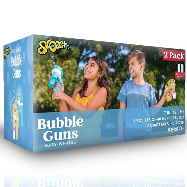 Alt view image 7 of 7 - 2 Bubble Guns, Whale Bubble Maker LED Automatic with 4 Refill Solutions for Kids, Toddlers, Summer Outdoor Toy, Party Favor