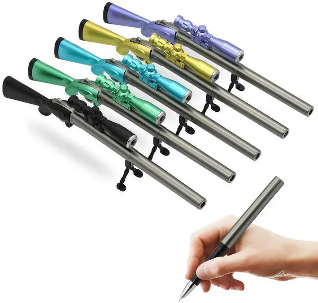 Main image of 5 Pieces Novelty Cool Sniper Gun Shape LED Light Gel Pens, Novelty Pens Interesting Sniper Gun Pens for Boys