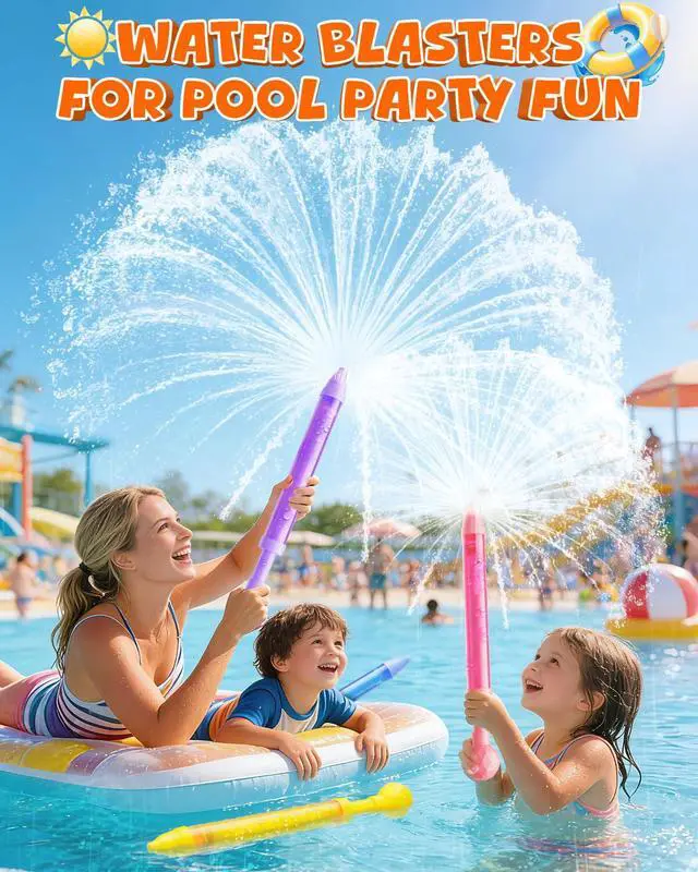Alt view image 3 of 7 - 6 Pack Water Gun Wide Spray Water Squirt Gun for Kids Adults, Sparkle Burst Spray Water Blasters for Kids Ages 4-12, Water Shooters for Pool Toy Swimming Beach Backyard Outdoor Party Favors