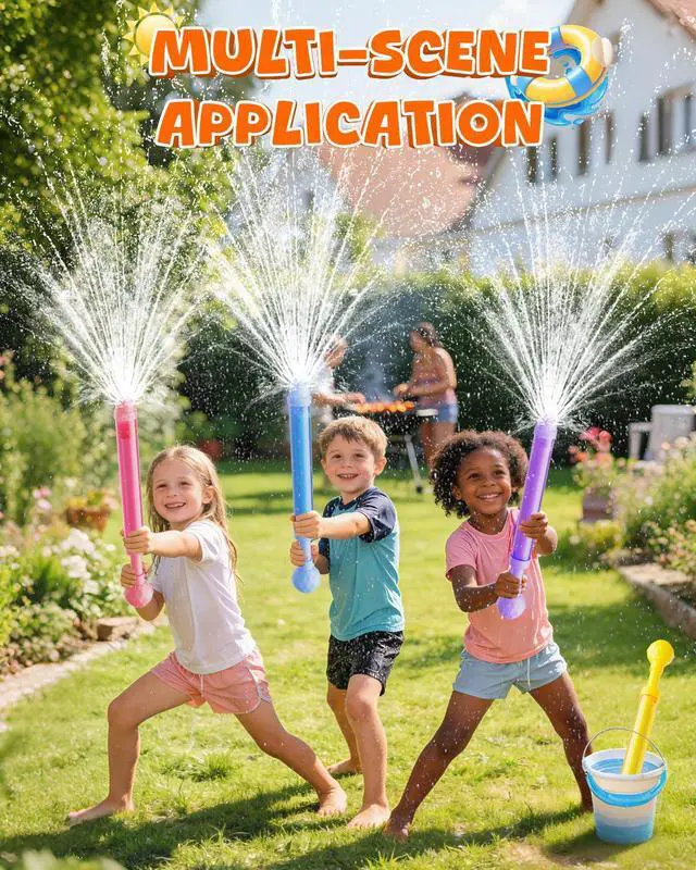 Alt view image 5 of 7 - 6 Pack Water Gun Wide Spray Water Squirt Gun for Kids Adults, Sparkle Burst Spray Water Blasters for Kids Ages 4-12, Water Shooters for Pool Toy Swimming Beach Backyard Outdoor Party Favors