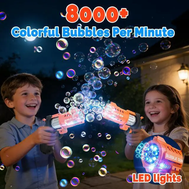 Alt view image 4 of 7 - 2 Pack Revolver Bubble Guns for Kids,4 Bubble Solution Bottles