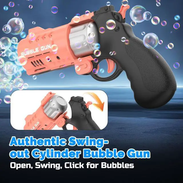 Alt view image 2 of 7 - 2 Pack Revolver Bubble Guns for Kids,4 Bubble Solution Bottles