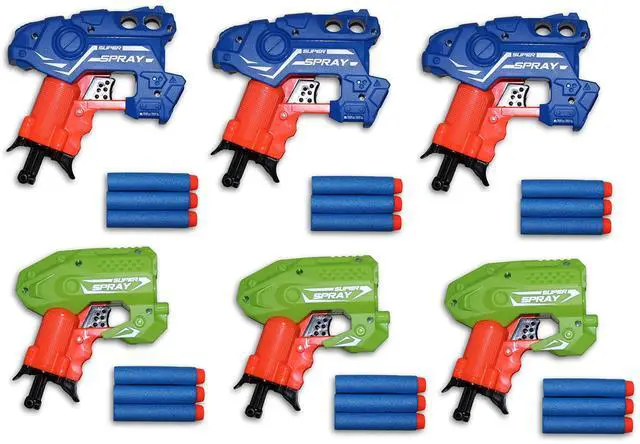 Main image of Big Bag of Dart Guns! Mini Foam Dart Blasters Birthday Party Favors (6 Pack)