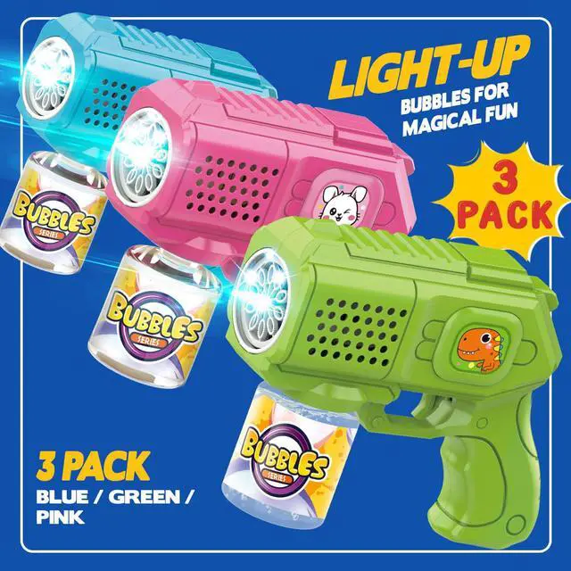 Alt view image 3 of 7 - 3 Pack Bubble Guns with Bubble Solution, Boys Girls Toys Gifts 3+