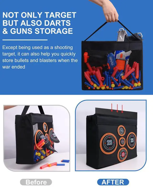 Alt view image 3 of 6 - Toy Target Fits for Nerf Guns, Portable and Foldable Net Taget for Shooting Practice, with Mesh Netting for Outdoor or Indoor Play, Birthday or Party Gift (Target ONLY)