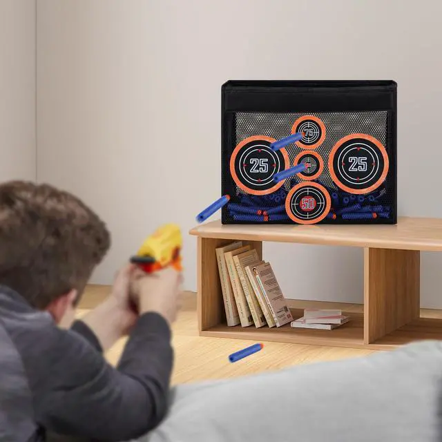 Alt view image 5 of 6 - Toy Target Fits for Nerf Guns, Portable and Foldable Net Taget for Shooting Practice, with Mesh Netting for Outdoor or Indoor Play, Birthday or Party Gift (Target ONLY)