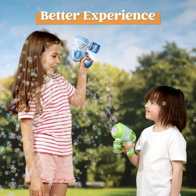 Alt view image 6 of 7 - 2 Kids Bubble Guns with 4 Bottles Solution, Automatic Bubble Machine Gun with 8 Holes for Kids, Adults, Summer Toys, Easter Basket Stuffers, Birthday Gift, Party Favors