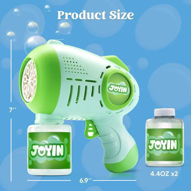 Alt view image 7 of 7 - 2 Kids Bubble Guns with 4 Bottles Solution, Automatic Bubble Machine Gun with 8 Holes for Kids, Adults, Summer Toys, Easter Basket Stuffers, Birthday Gift, Party Favors