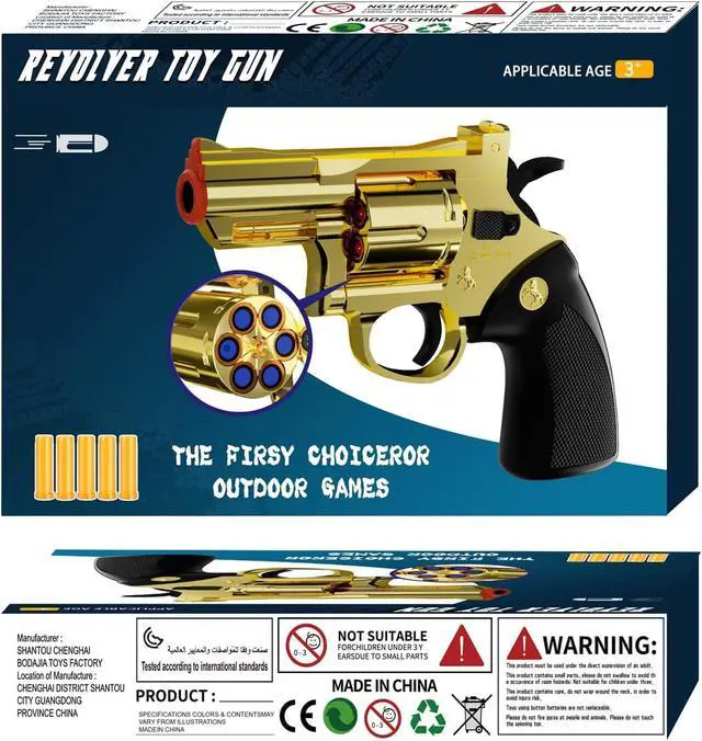 Alt view image 7 of 7 - Revolver Toy Gun with Holster Gold - Soft Bullet Western Cowboy Prop Revolver Gun Plastic Play Cap Guns Pistol for Kids Boys Age 6+ Foam Blaster CS Toy Rifle Sniper Small Hand Gun Cosplay Shoot Game