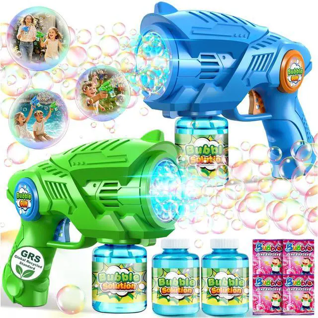 Main image of Bubble Gun Machine for Kids 4-8: 2-Pack Automatic Bubble Guns with 2 Bottles Refill Solution - Summer Outdoor Toys Bubble Blaster Maker Blower for Easter Party