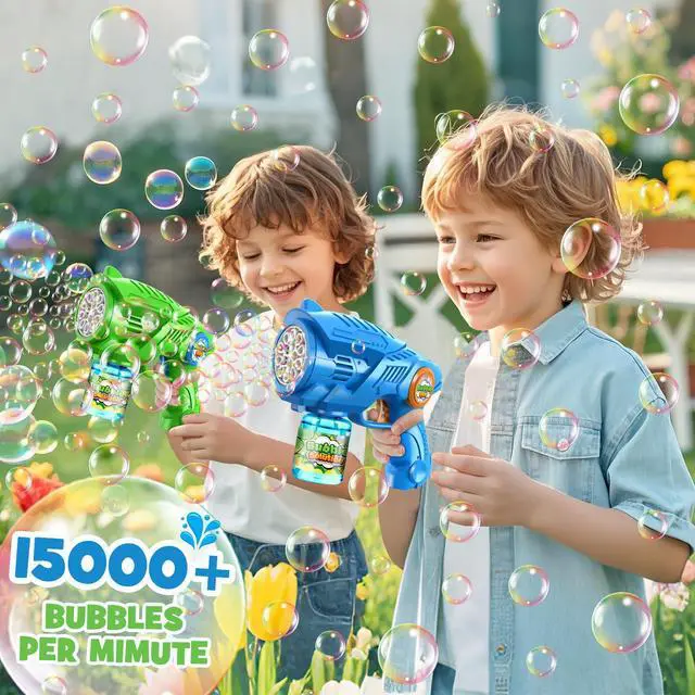 Alt view image 2 of 7 - Bubble Gun Machine for Kids 4-8: 2-Pack Automatic Bubble Guns with 2 Bottles Refill Solution - Summer Outdoor Toys Bubble Blaster Maker Blower for Easter Party