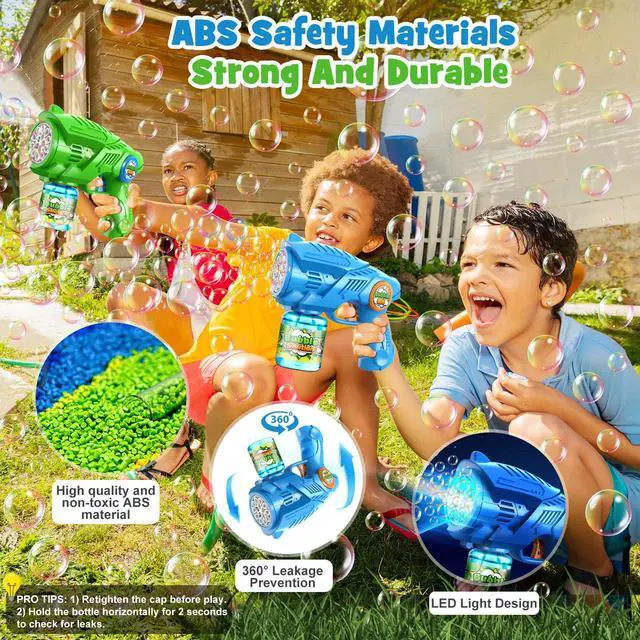 Alt view image 3 of 7 - Bubble Gun Machine for Kids 4-8: 2-Pack Automatic Bubble Guns with 2 Bottles Refill Solution - Summer Outdoor Toys Bubble Blaster Maker Blower for Easter Party