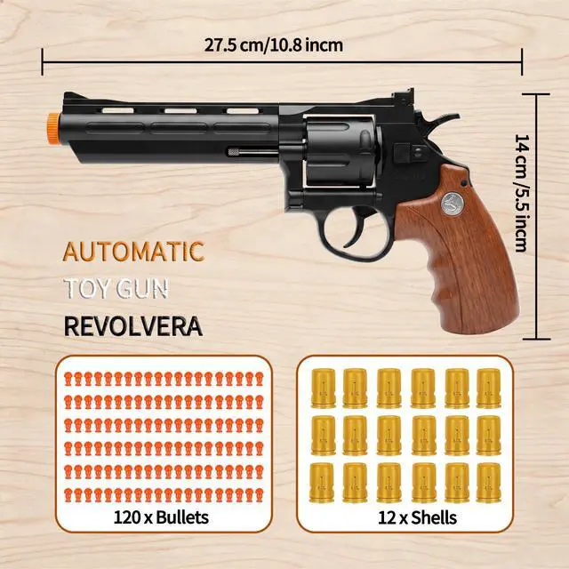 Alt view image 2 of 7 - Toy Revolver Gun Shell Ejecting Toy Gun, Toy Gun Pistols with 80 Soft Bullets, 12 Shells, 1 Goggles and 3 Targets, Educational Model Toys Shooting Games Gifts for Boys and Girls, Kids 6+ Years Old