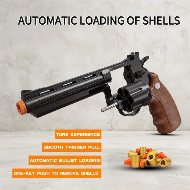 Alt view image 5 of 7 - Toy Revolver Gun Shell Ejecting Toy Gun, Toy Gun Pistols with 80 Soft Bullets, 12 Shells, 1 Goggles and 3 Targets, Educational Model Toys Shooting Games Gifts for Boys and Girls, Kids 6+ Years Old