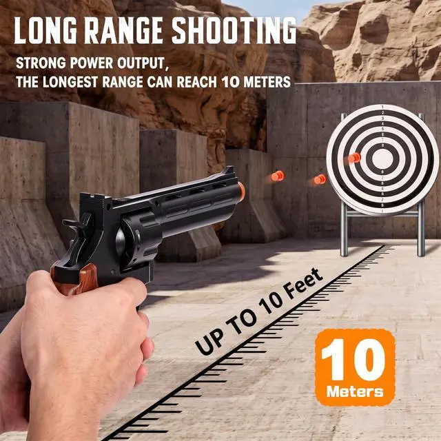 Alt view image 6 of 7 - Toy Revolver Gun Shell Ejecting Toy Gun, Toy Gun Pistols with 80 Soft Bullets, 12 Shells, 1 Goggles and 3 Targets, Educational Model Toys Shooting Games Gifts for Boys and Girls, Kids 6+ Years Old