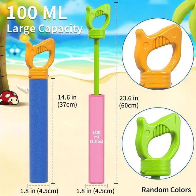 Alt view image 4 of 7 - Water Guns for Kids, 6 PCS Foam Squirt Guns Water Blaster Set, Water Guns Squirter Blaster Pool Toys for Kids Toddlers Boys Girls 3 4 5 6 7 8, Shooter Swimming Pool Party Outdoor Beach Sand Play Toys