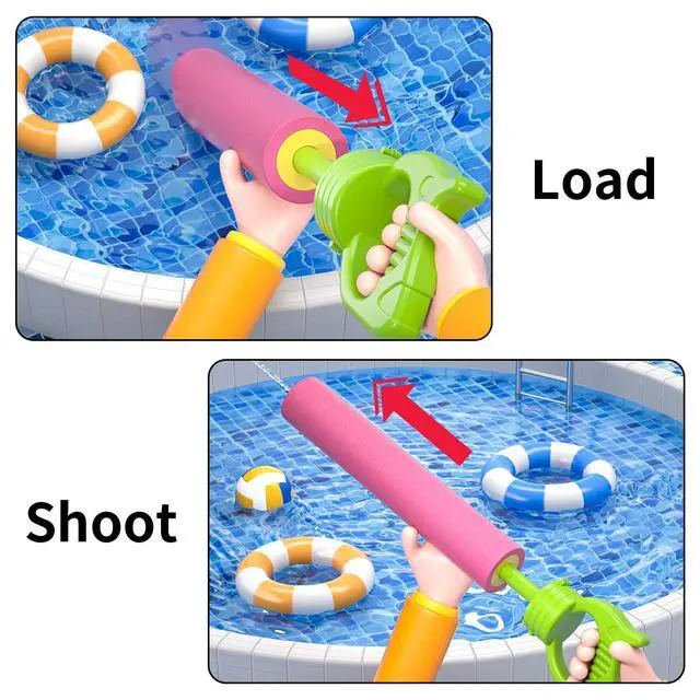Alt view image 3 of 7 - Water Guns for Kids, 6 PCS Foam Squirt Guns Water Blaster Set, Water Guns Squirter Blaster Pool Toys for Kids Toddlers Boys Girls 3 4 5 6 7 8, Shooter Swimming Pool Party Outdoor Beach Sand Play Toys