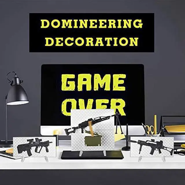 Alt view image 7 of 7 - 8 Set Miniature Toy Machine Guns with Display Board SMG Rifles Toys for Boys Kids Building Toys