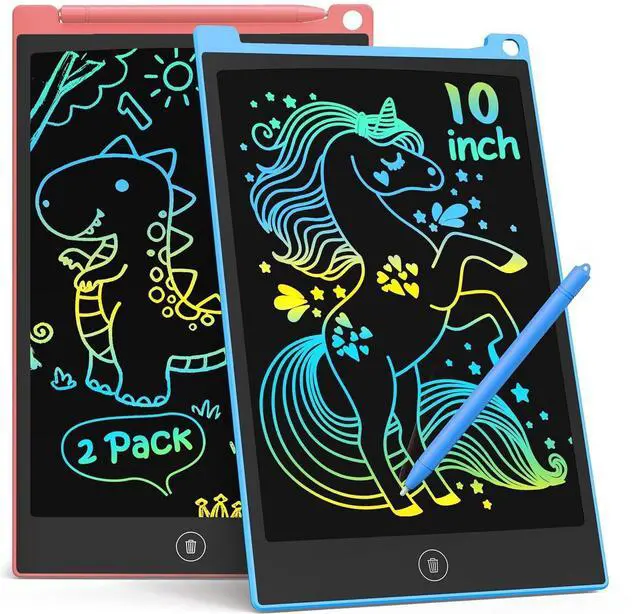 Main image of 10 Inch 2 Pack LCD Writing Tablet, Colorful Doodle Board Drawing Tablet for Kids, No Mess Toddler Travel Learning Toys, Christmas Birthday Gifts for 3 4 5 6 7 8 Year Old Boys Girls Preschooler