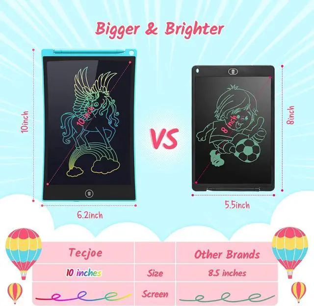 Alt view image 3 of 7 - 10 Inch 2 Pack LCD Writing Tablet, Colorful Doodle Board Drawing Tablet for Kids, No Mess Toddler Travel Learning Toys, Christmas Birthday Gifts for 3 4 5 6 7 8 Year Old Boys Girls Preschooler