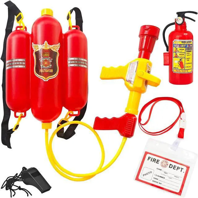 Main image of 5 Piece Kids Fireman Costume Set,Firefighter Water Gun Blaster Backpack,Firefighter Water Sprayer Toys,Tank with Hose Shooter for Outdoor Play Boys & Girls