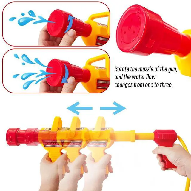 Alt view image 5 of 7 - 5 Piece Kids Fireman Costume Set,Firefighter Water Gun Blaster Backpack,Firefighter Water Sprayer Toys,Tank with Hose Shooter for Outdoor Play Boys & Girls