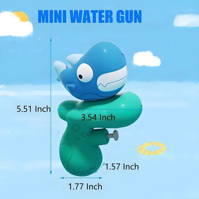 Alt view image 3 of 7 - Water Guns for Kids,2 Pack Shark Mini Water Pistol Squirt Gun 6-20ft Range Blasters Gun,Outdoor Water Toy Swimming Pool Beach Water Gun for Boys Girls Toddlers