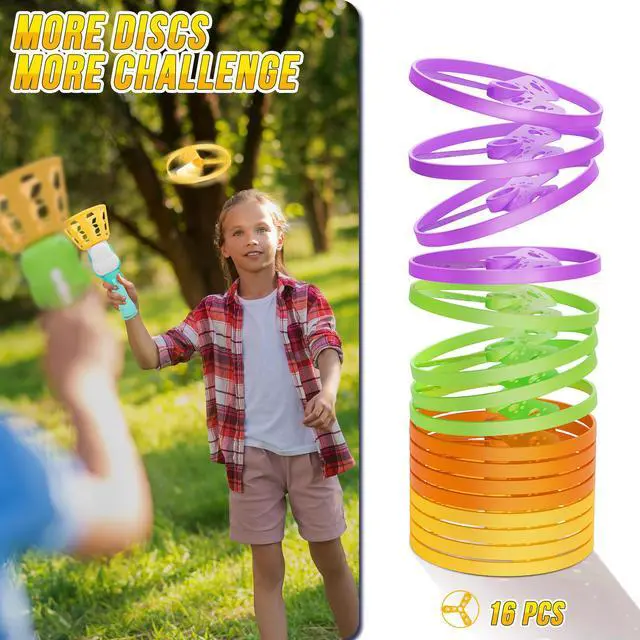 Alt view image 3 of 7 - Outside Toys for Kids Ages 4-8 Electric Manual Capture Catching Game for Kids, Automatic Flying Disc Launcher Outdoor Indoor Toy, Chasing Toy for Boys Girls, Perfect Yard Beach Family Game