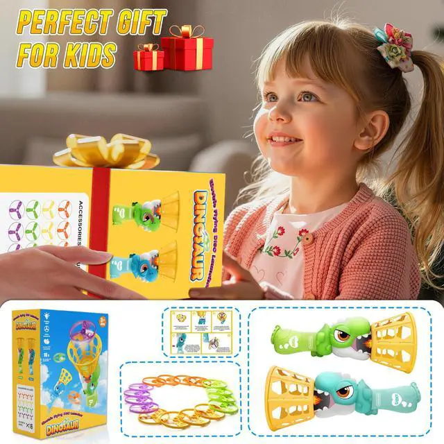 Alt view image 7 of 7 - Outside Toys for Kids Ages 4-8 Electric Manual Capture Catching Game for Kids, Automatic Flying Disc Launcher Outdoor Indoor Toy, Chasing Toy for Boys Girls, Perfect Yard Beach Family Game