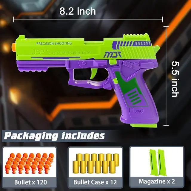 Alt view image 2 of 7 - Toy Gun with Automatic Reloading Rebound Shell Ejecting and Soft Foam Blaster, Ideal for Shooting Games, Education Model Toys, Gift for Kids Boys Girls