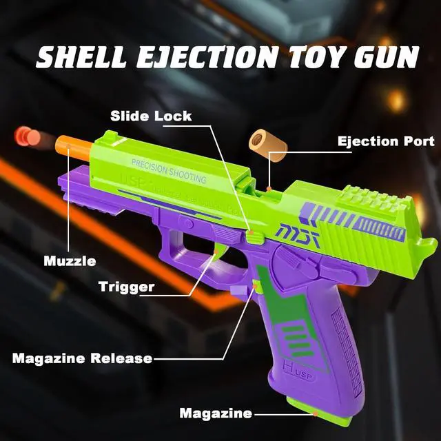 Alt view image 3 of 7 - Toy Gun with Automatic Reloading Rebound Shell Ejecting and Soft Foam Blaster, Ideal for Shooting Games, Education Model Toys, Gift for Kids Boys Girls