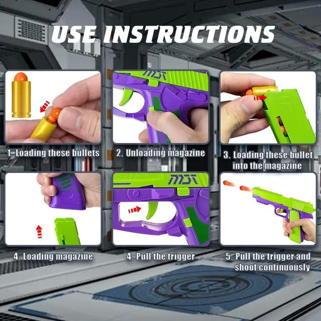 Alt view image 5 of 7 - Toy Gun with Automatic Reloading Rebound Shell Ejecting and Soft Foam Blaster, Ideal for Shooting Games, Education Model Toys, Gift for Kids Boys Girls
