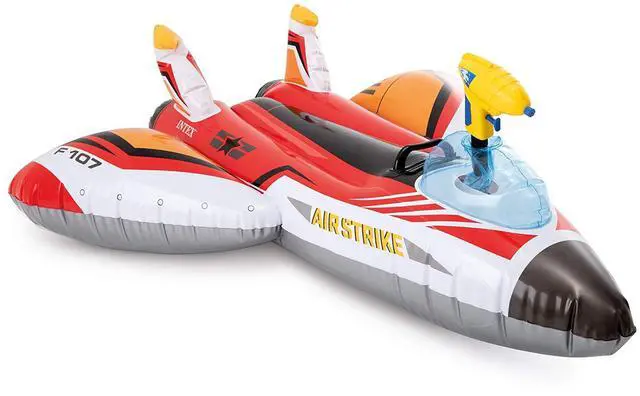 Main image of Water Gun Plane Inflatable Pool Float: Pool Toy for Kids Includes Toy Water Gun 88lb Weight Capacity 46" x 46" Color May Vary