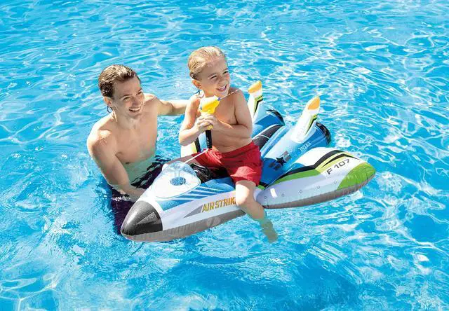 Alt view image 5 of 6 - Water Gun Plane Inflatable Pool Float: Pool Toy for Kids Includes Toy Water Gun 88lb Weight Capacity 46" x 46" Color May Vary