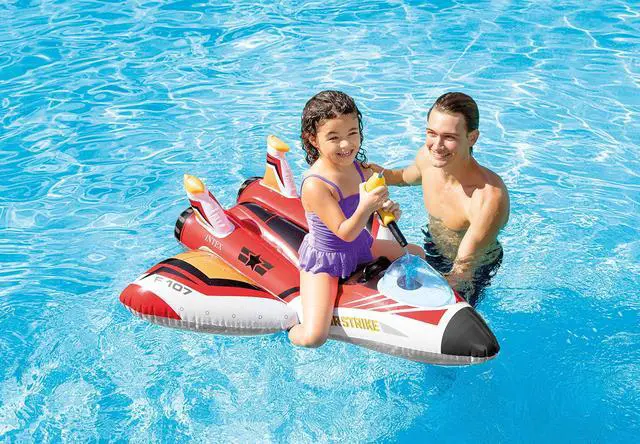 Alt view image 4 of 6 - Water Gun Plane Inflatable Pool Float: Pool Toy for Kids Includes Toy Water Gun 88lb Weight Capacity 46" x 46" Color May Vary