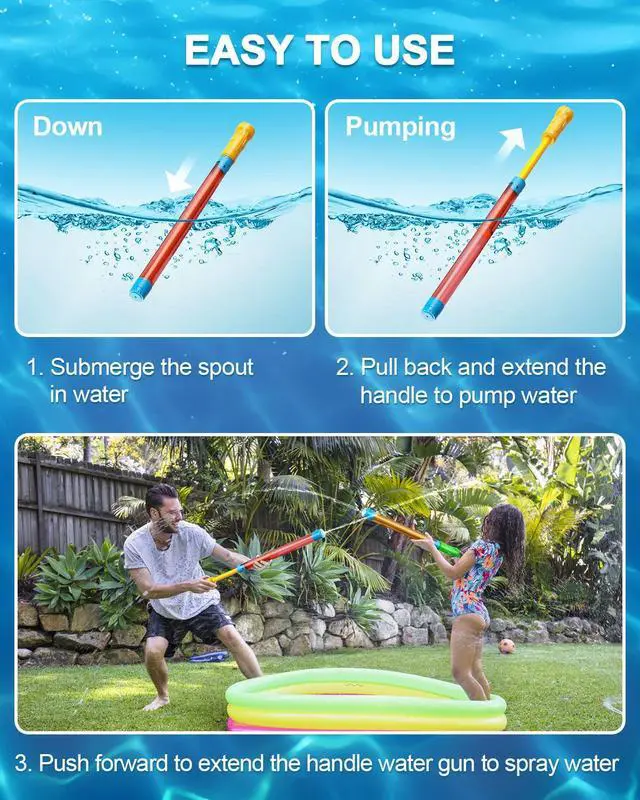 Alt view image 4 of 7 - Water Guns for Kids -16.5'' Bulk Squirt Gun for Kids Adults, Summer Party Blaster Water Guns for Outdoor Swimming Pool Beach Water Fighting