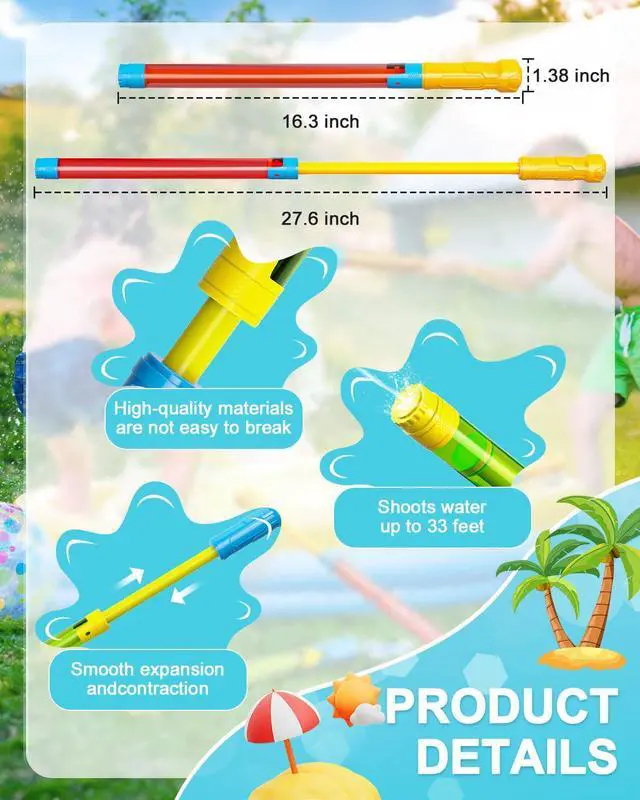 Alt view image 6 of 7 - Water Guns for Kids -16.5'' Bulk Squirt Gun for Kids Adults, Summer Party Blaster Water Guns for Outdoor Swimming Pool Beach Water Fighting