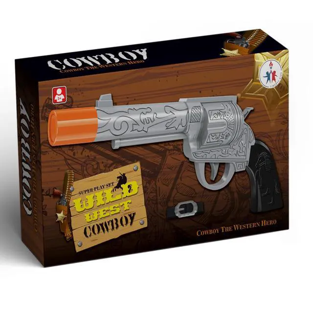 Alt view image 7 of 7 - 2 Pack: Kids Western Dual Cowboy Pistols, Belt and Holster Set - Battery Operated 11" Wild West Outlaw Toy Guns with Realistic Sounds for Role Play, Cosplay, Costume Accessories, Stage Props