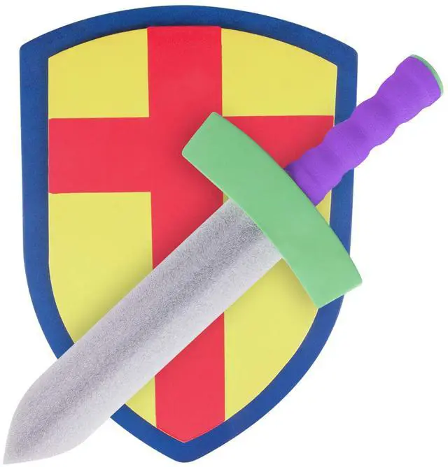 Main image of Children's Foam Toy Medieval Joust Sword & Shield Knight Set Lightweight Safe for Birthday Party Activities, Event Favors, Toy Gifts