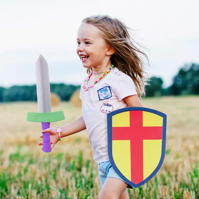 Alt view image 4 of 6 - Children's Foam Toy Medieval Joust Sword & Shield Knight Set Lightweight Safe for Birthday Party Activities, Event Favors, Toy Gifts