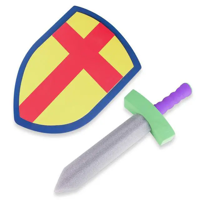 Alt view image 3 of 6 - Children's Foam Toy Medieval Joust Sword & Shield Knight Set Lightweight Safe for Birthday Party Activities, Event Favors, Toy Gifts